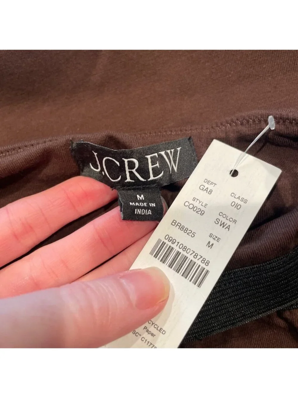 NWT J.Crew Tank Top Sz M Brown Stretch Cotton Shelf-Bra Slim Fitted Staple Basic